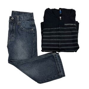 Calvin Klein Boys 2 Piece Set Hoodie & Jeans Pants Size 3T